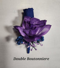 Load image into Gallery viewer, Light Purple Royal Blue Rose Calla Lily Bridal Wedding Bouquet Accessories