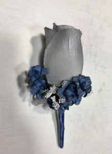 Navy Blue Grey Rose Calla Lily Bridal Wedding Bouquet Accessories