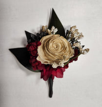 Load image into Gallery viewer, Burgundy Black Gold Sola Wood Bridal Wedding Bouquet Accessories