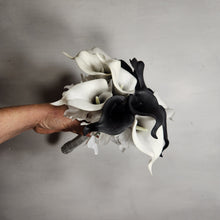 Load image into Gallery viewer, Black Ivory White Calla Lily Bridal Wedding Bouquet Accessories