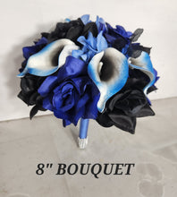Load image into Gallery viewer, Royal Blue Black Rose Calla Lily Bridal Wedding Accessories