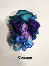 Load image into Gallery viewer, Purple Teal Navy Blue Rose Tiger Lily Bridal Wedding Bouquet Accessories