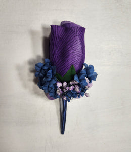 Purple Teal Navy Blue Rose Tiger Lily Bridal Wedding Bouquet Accessories