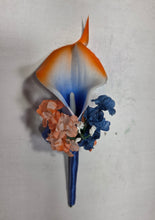 Load image into Gallery viewer, Orange Royal Blue Rose Tiger Lily Bridal Wedding Bouquet Accessories