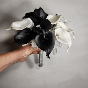Black Ivory White Calla Lily Bridal Wedding Bouquet Accessories