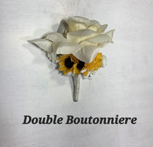 Load image into Gallery viewer, Ivory Rose Sunflower Bridal Wedding Bouquet Accessories