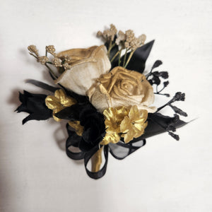Antique Gold Black Rose Calla Lily Sola Wood Bridal Wedding Bouquet Accessories