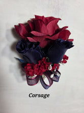 Load image into Gallery viewer, Burgundy Navy Blue Rose Calla Lily Bridal Wedding Bouquet Accessories