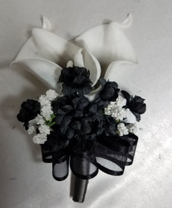 Black Ivory White Calla Lily Bridal Wedding Bouquet Accessories