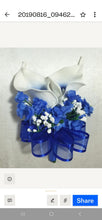 Load image into Gallery viewer, Royal Blue Rose Calla Lily Bridal Wedding Bouquet Accessories