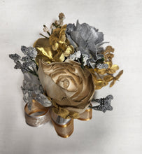 Load image into Gallery viewer, Gold Silver Rose Calla Lily Real Touch Bridal Wedding Bouquet Accessories