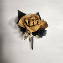 Load image into Gallery viewer, Antique Gold Black Rose Calla Lily Sola Wood Bridal Wedding Bouquet Accessories