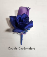 Load image into Gallery viewer, Purple Royal Blue Rose Calla Lily Bridal Wedding Bouquet Accessories