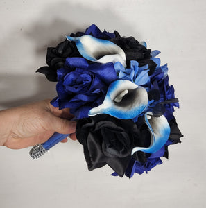 Royal Blue Black Rose Calla Lily Bridal Wedding Accessories