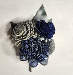Royal Blue Silver Rose Calla Lily Real Touch Bridal Wedding Bouquet Accessories