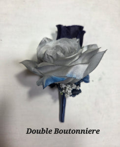 Navy Blue Grey Rose Calla Lily Bridal Wedding Bouquet Accessories