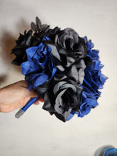 Load image into Gallery viewer, Navy Blue Black Rose Bridal Wedding Bouquet Accessories