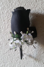 Load image into Gallery viewer, Black Ivory Rose Bridal Wedding Bouquet Accessories