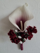 Load image into Gallery viewer, Burgundy Rose Calla Lily Bridal Wedding Bouquet Accessories