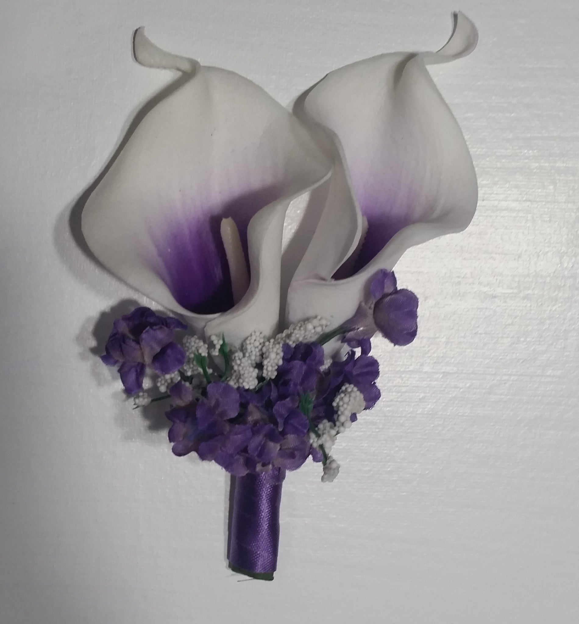 purple white calla lilies Purple White Calla Lily Bridal Wedding Bouquet Accessories – Bridal Wedding Bouquets