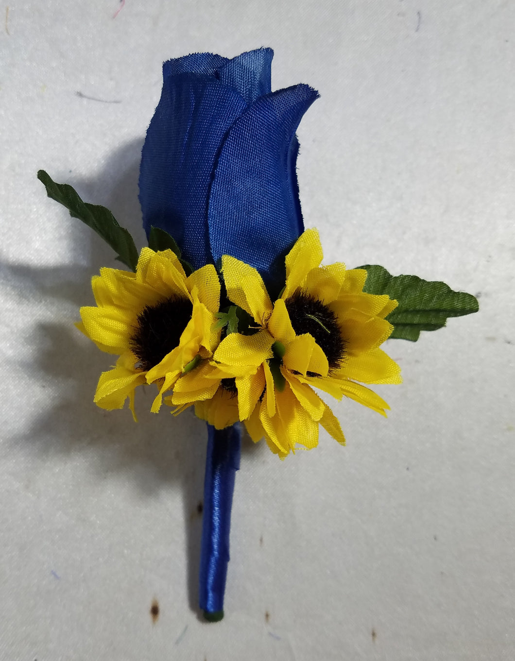 Royal Blue White Rose Sunflower Bridal Wedding Bouquet Accessories