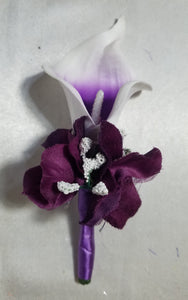 Eggplant Rose Calla Lily Bridal Wedding Bouquet Accessories