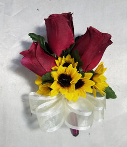 Burgundy Rose Calla Lily Sunflower Bridal Wedding Bouquet Accessories