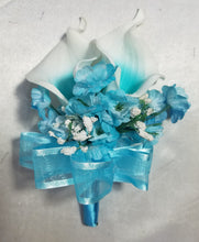 Load image into Gallery viewer, Aqua White Rose Tiger Lily Bridal Wedding Bouquet Accessories