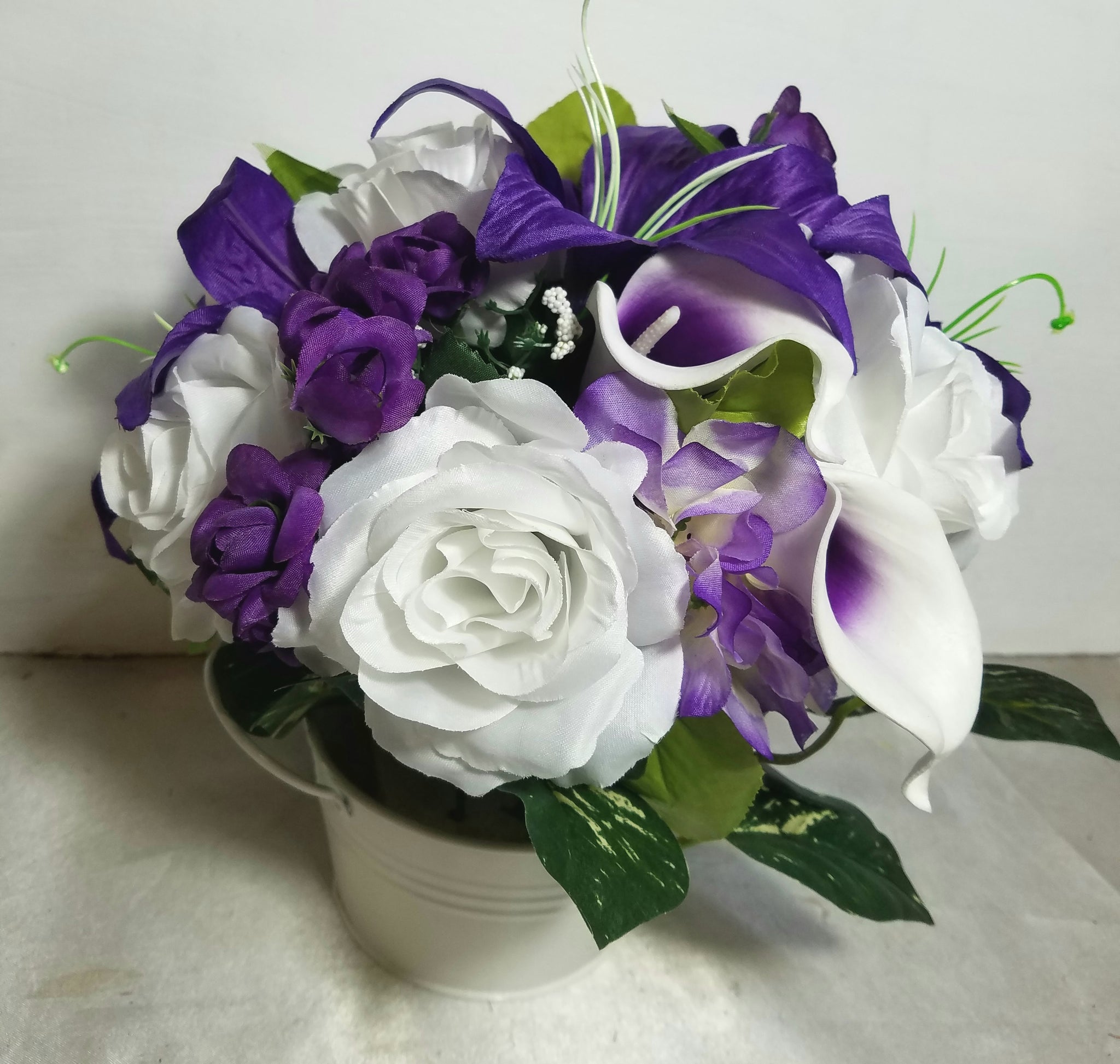 purple and white tiger lilies Purple White Rose Tiger Lily Bridal Wedding Bouquet Accessories – Bridal Wedding Bouquets