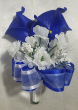 Load image into Gallery viewer, Horizon Royal Blue White Rose Calla Lily Bridal Wedding Bouquet Accessories