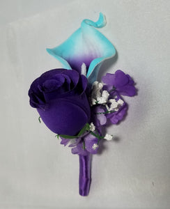 Turquoise Purple White Rose Calla Lily
