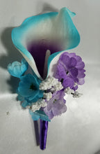 Load image into Gallery viewer, Turquoise Purple White Rose Calla Lily