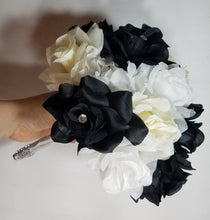Load image into Gallery viewer, Black Ivory Rose Bridal Wedding Bouquet Accessories