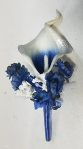 Navy Blue Silver Calla Lily