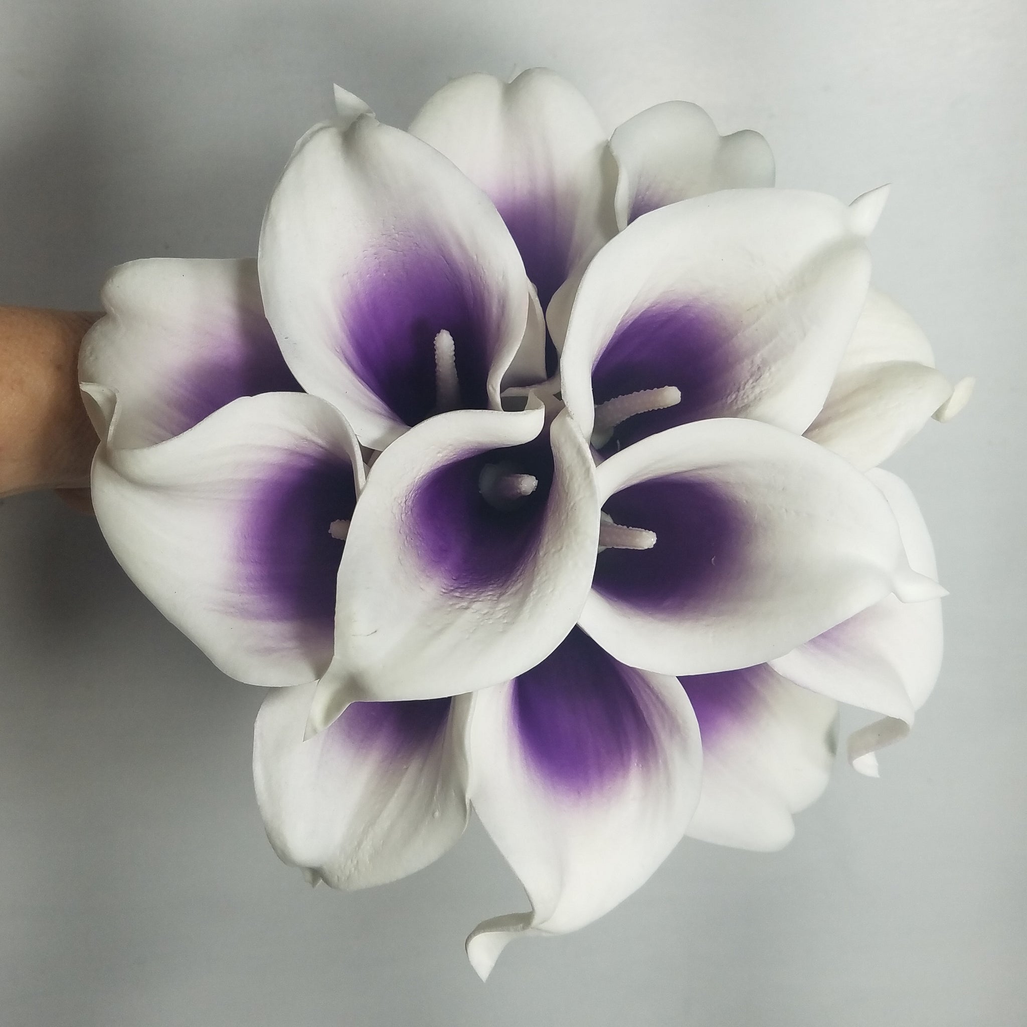 purple white calla lilies Purple White Calla Lily Bridal Wedding Bouquet Accessories – Bridal Wedding Bouquets