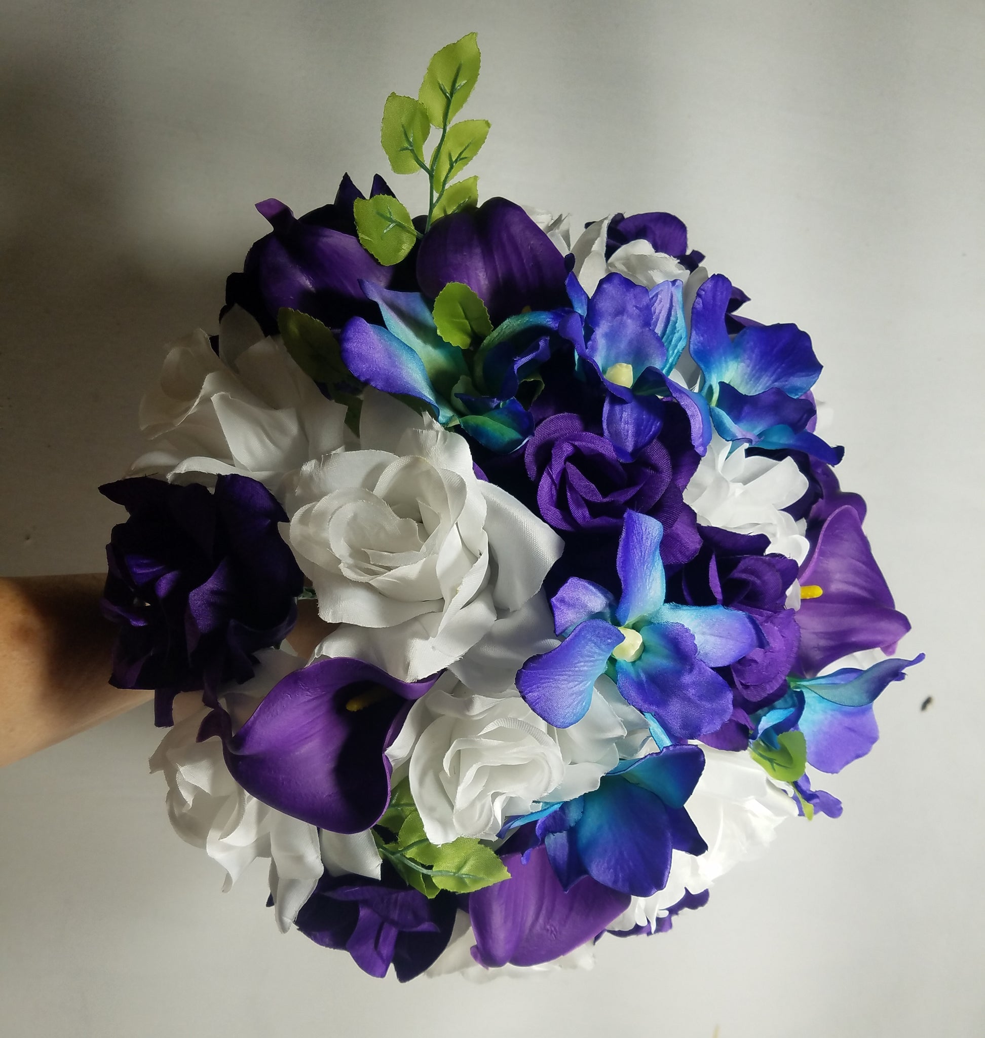 white lily and purple orchid bouquet Purple White Rose Calla Lily Orchid Bridal Wedding Bouquet Accessories – Bridal Wedding Bouquets