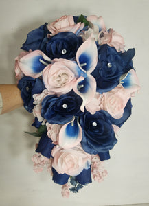 Pink Navy Blue Rose Calla Lily