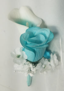 Aqua White Rose Tiger Lily Bridal Wedding Bouquet Accessories