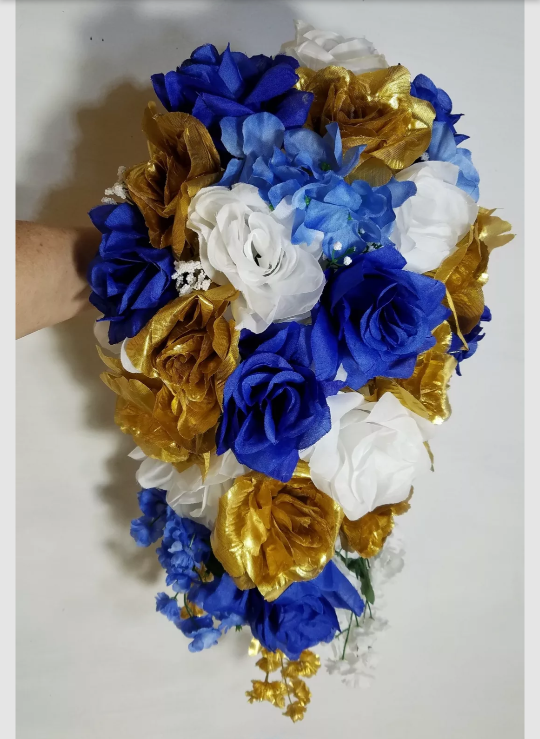 Royal Blue White Gold Rose Bridal Wedding Bouquet Accessories Bridal Wedding Bouquets Royal Blue White Gold Rose Bridal Wedding Bouquet Accessories Bridal Wedding Bouquets