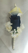 Load image into Gallery viewer, Navy Blue Ivory Rose Calla Lily