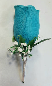 Teal White Rose Calla Lily Bridal Wedding Bouquet Accessories