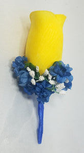 Royal Blue Yellow Rose Bridal Wedding Bouquet Accessories
