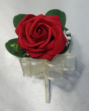 Load image into Gallery viewer, Red Ivory Rose Eucalyptus Faux Foam