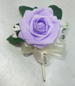 Lavender Ivory Rose Eucalyptus Faux Foam Bridal Wedding Bouquet Accessories