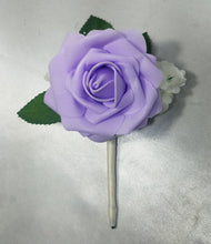 Load image into Gallery viewer, Lavender Ivory Rose Eucalyptus Faux Foam Bridal Wedding Bouquet Accessories