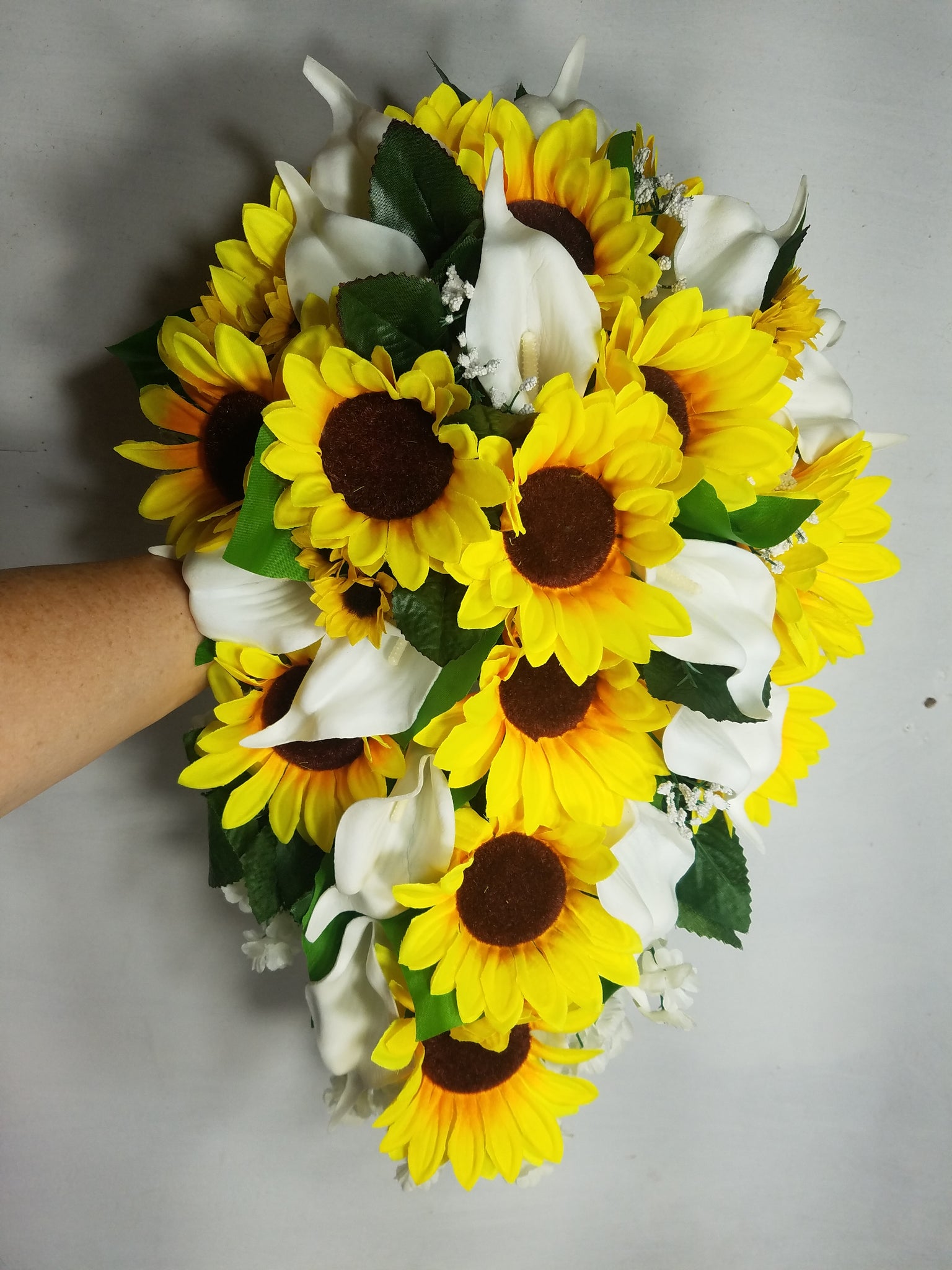 white calla lily and sunflower bouquets Ivory Calla Lily Sunflower Bridal Wedding Bouquet Accessories – Bridal Wedding Bouquets