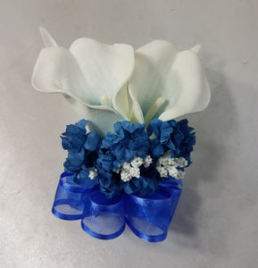 Royal Blue Ivory White Calla Lily Bridal Wedding Bouquet Accessories