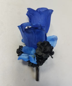 Royal Blue Black Rose Calla Lily Bridal Wedding Bouquet Accessories