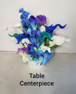 Royal Blue Purple Turquoise Ivory Calla Lily Galaxy Orchid