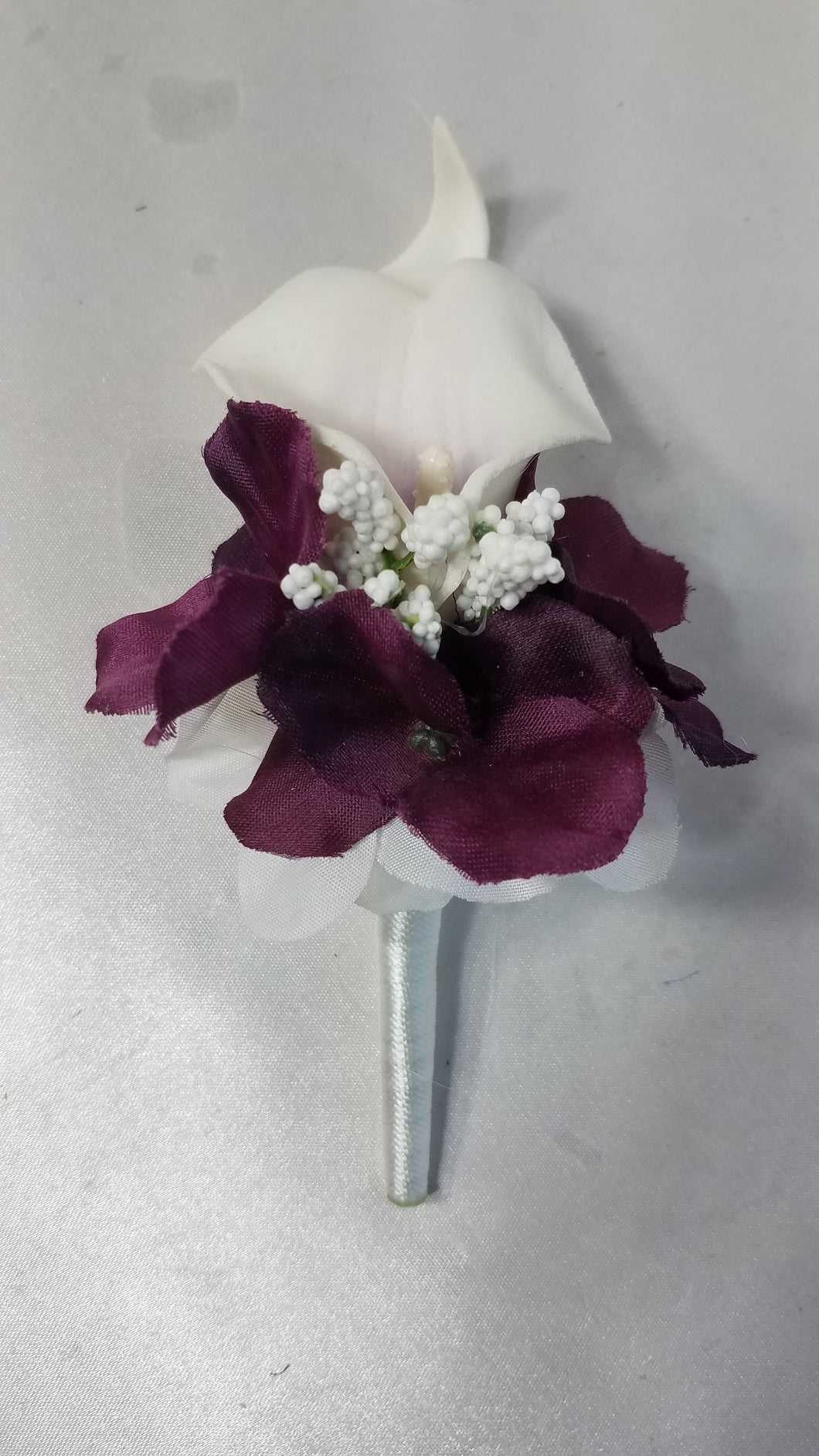 Eggplant White Hydrangea Calla Lily Bridal Wedding Bouquet Accessories